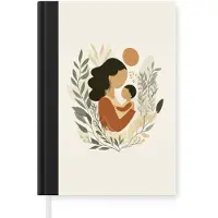 MuchoWow Notitieboek - Schrijfboek - Illustratie - Moeder - Kind - Liefdevol - Notitieboekje klein - A5 formaat - Schrijfblok