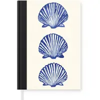 MuchoWow Notitieboek - Schrijfboek - Schelpen - Blauw - Patroon - Notitieboekje klein - A5 formaat - Schrijfblok