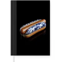 MuchoWow Notitieboek - Schrijfboek - Hotdog - Porselein - Delfts blauw - Eten - Notitieboekje klein - A5 formaat - Schrijfblok