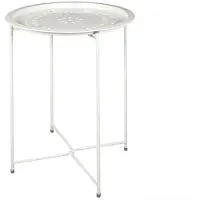Home Deco Factory Bijzettafel - wit - metaal - D46 cm - plantenpot verhoger - binnen/buiten