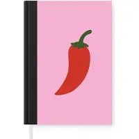 MuchoWow Notitieboek - Schrijfboek - Peper - Rood - Illustratie - Notitieboekje klein - A5 formaat - Schrijfblok