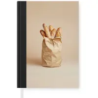 MuchoWow Notitieboek - Schrijfboek - Baguette - Brood - Stokbrood - Beige - Notitieboekje klein - A5 formaat - Schrijfblok