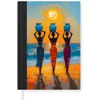 MuchoWow Notitieboek - Schrijfboek - Vrouwen - Strand - Zondsondergang - Notitieboekje klein - A5 formaat - Schrijfblok