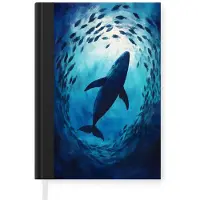 MuchoWow Notitieboek - Schrijfboek - Walvis - Vissen - Donkerblauw - Notitieboekje klein - A5 formaat - Schrijfblok