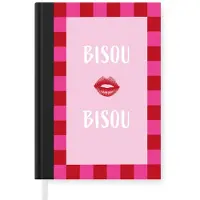 MuchoWow Notitieboek - Schrijfboek - Kiss - Roze - Frans - Valentijn - Notitieboekje klein - A5 formaat - Schrijfblok