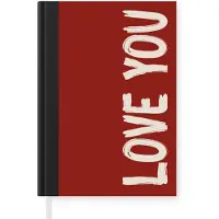 MuchoWow Notitieboek - Schrijfboek - Schuin - Loveyou - Rood - Notitieboekje klein - A5 formaat - Schrijfblok