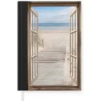 MuchoWow Notitieboek - Schrijfboek - Doorkijk - Strand - Duinen - Pad - Landschap - Notitieboekje klein - A5 formaat - Schrijfblok