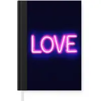 MuchoWow Notitieboek - Schrijfboek - Neon - Love - Valentijn - Notitieboekje klein - A5 formaat - Schrijfblok