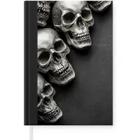 MuchoWow Notitieboek - Schrijfboek - Skelet - Doodshoofden - Schedels - Zwart - Notitieboekje klein - A5 formaat - Schrijfblok