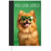 MuchoWow Notitieboek - Schrijfboek - Hond - Zonnebril - Valentijn - Love - Notitieboekje klein - A5 formaat - Schrijfblok