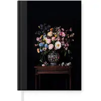MuchoWow Notitieboek - Schrijfboek - Bloemenvaas - Hout - Bloemen - Boeket - Notitieboekje klein - A5 formaat - Schrijfblok
