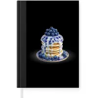 MuchoWow Notitieboek - Schrijfboek - Pannenkoeken - Blauwe Bessen - Bord - Notitieboekje klein - A5 formaat - Schrijfblok