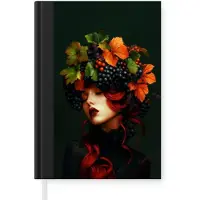 MuchoWow Notitieboek - Schrijfboek - Vrouw - Rood - Groen - Druiven - Notitieboekje klein - A5 formaat - Schrijfblok