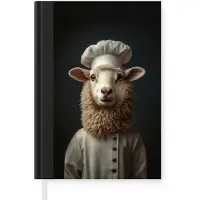 MuchoWow Notitieboek - Schrijfboek - Schaap - Wol - Kok - Notitieboekje klein - A5 formaat - Schrijfblok