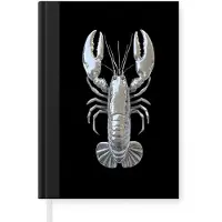 MuchoWow Notitieboek - Schrijfboek - Kreeft - Zilver - Metallic - Luxe - Notitieboekje klein - A5 formaat - Schrijfblok