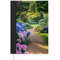 MuchoWow Notitieboek - Schrijfboek - Hortensia- Park - Pad - Notitieboekje klein - A5 formaat - Schrijfblok