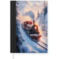 MuchoWow Notitieboek - Schrijfboek - Kersttrein - Sneeuw - Winter - Kerst - Notitieboekje klein - A5 formaat - Schrijfblok - Kerst - Cadeau - Kerstcadeau voor mannen, vrouwen en kinderen