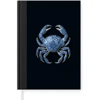 MuchoWow Notitieboek - Schrijfboek - Krab - Delfts blauw - Dieren - Notitieboekje klein - A5 formaat - Schrijfblok