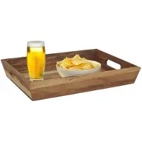 Home Deco Factory dienblad van Acacia hout - 32 x 23 x 5 cm - bruin - Hoge opstaande rand - voor glazen en kopjes