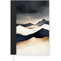 MuchoWow Notitieboek - Schrijfboek - Bergen - Donkerblauw - Landschap - Notitieboekje klein - A5 formaat - Schrijfblok