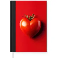 MuchoWow Notitieboek - Schrijfboek - Tomaat - Rood - Hart - Notitieboekje klein - A5 formaat - Schrijfblok