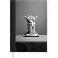 MuchoWow Notitieboek - Schrijfboek - Alpaca - Pasta - Zwart - Wit - Grappig - Dieren - Notitieboekje klein - A5 formaat - Schrijfblok