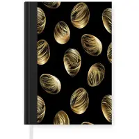 MuchoWow Notitieboek - Schrijfboek - Eieren - Goud - Patroon - Notitieboekje klein - A5 formaat - Schrijfblok