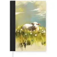 MuchoWow Notitieboek - Schrijfboek - Schaap - Weide - Groen - Notitieboekje klein - A5 formaat - Schrijfblok
