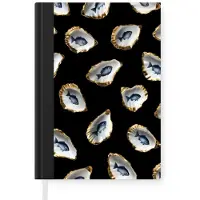 MuchoWow Notitieboek - Schrijfboek - Oesters - Vissen - Blauw - Goud - Notitieboekje klein - A5 formaat - Schrijfblok