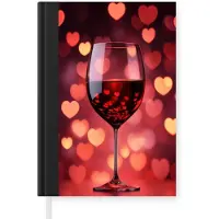 MuchoWow Notitieboek - Schrijfboek - Rood - Wijn - Hartjes - Notitieboekje klein - A5 formaat - Schrijfblok