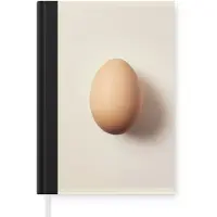 MuchoWow Notitieboek - Schrijfboek - Ei - Beige - Ovaal - Egaal - Notitieboekje klein - A5 formaat - Schrijfblok