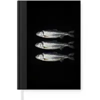 MuchoWow Notitieboek - Schrijfboek - Haring - Vissen - Zwart - Notitieboekje klein - A5 formaat - Schrijfblok