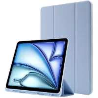 Mobigear Tablethoes geschikt voor Apple iPad Air 11 Inch (2025) Hoes TPU,Kunstleer | Tri-Fold Gel Bookcase + Stylus Houder - Blauw