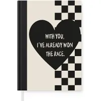MuchoWow Notitieboek - Schrijfboek - Liefde - Beige - Race - Notitieboekje klein - A5 formaat - Schrijfblok