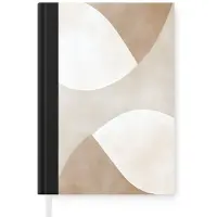 MuchoWow Notitieboek - Schrijfboek - Bruin - Japandi - Abstract - Notitieboekje klein - A5 formaat - Schrijfblok