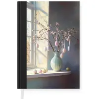 MuchoWow Notitieboek - Schrijfboek - Stilleven - Vaas - Paastak - Notitieboekje klein - A5 formaat - Schrijfblok
