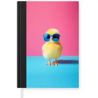 MuchoWow Notitieboek - Schrijfboek - Kuiken - Zonnebril - Blauw - Notitieboekje klein - A5 formaat - Schrijfblok