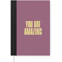 MuchoWow Notitieboek - Schrijfboek - Tekst - Paars - Amazing - Notitieboekje klein - A5 formaat - Schrijfblok