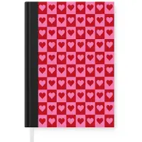 MuchoWow Notitieboek - Schrijfboek - Rood - Roze - Schaakbord - Valentijn - Notitieboekje klein - A5 formaat - Schrijfblok