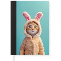 MuchoWow Notitieboek - Schrijfboek - Paashaas - Kat - Kostuum - Notitieboekje klein - A5 formaat - Schrijfblok