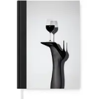 MuchoWow Notitieboek - Schrijfboek - Hak - Wijn - Minimalistisch - Zwart - Notitieboekje klein - A5 formaat - Schrijfblok