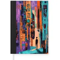 MuchoWow Notitieboek - Schrijfboek - Abstract - Figuren - Kleurrijk - Notitieboekje klein - A5 formaat - Schrijfblok