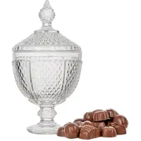 Home Deco Factory Bonbonniere met deksel - Gedecoreerd glas - 15 x 28 cm - Luxe snoeppot - tafel model