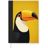 MuchoWow Notitieboek - Schrijfboek - Toekan - Minimalistisch - Snavel - Oranje - Notitieboekje klein - A5 formaat - Schrijfblok