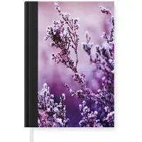 MuchoWow Notitieboek - Schrijfboek - Lavendel - Winter - Bloemen - Paars - Notitieboekje klein - A5 formaat - Schrijfblok