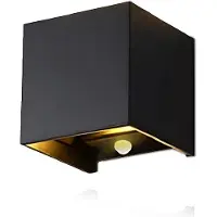 Enzo LED Wandlamp 2x3W up&down vierkant zwart 2700K + sensor - 5082077