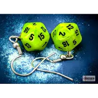 Chessex Hook Earrings Vortex Bright Green Mini-Poly D20