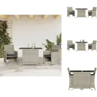 vidaXL 3-delige Bistroset met kussens poly rattan lichtgrijs