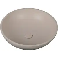 Guido Gusto Waskom Thano 44x44x14.5cm beton rond beige inclusief afvoerplug