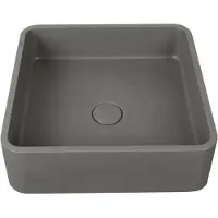 Guido Gusto Waskom Aris 39x39x12cm beton vierkant grijs inclusief afvoerplug